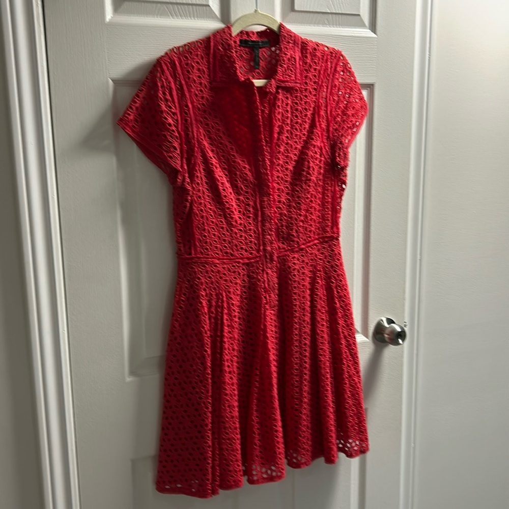 Short-sleeve, a-line, eyelet dress